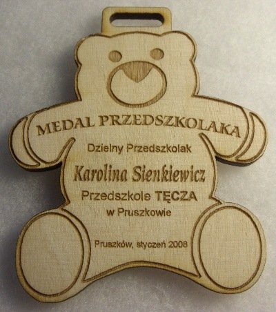 grawerowanie laserowe nr 11 Medal grawerowany w sklejce brzozowej 4 mm