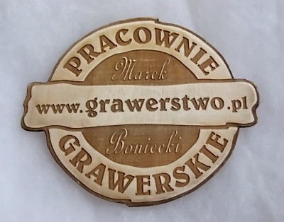 grawerowanie laserowe nr 7 Logo naszych pracowni grawerowane na drewnie