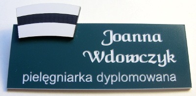 identyfikatory nr 13 Identyfikator grawerowany z laminatu - czepek jako nakadka