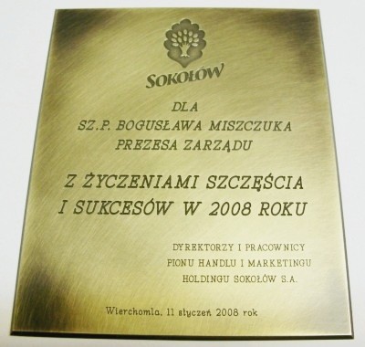 Tabliczki okolicznociowe grawerowane nr 17 Tabliczka grawerowana - mosidz patynowany