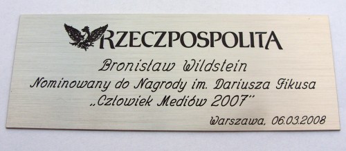 Tabliczki okolicznociowe grawerowane nr 20 Tabliczka grawerowana - mosidz szlifowany srebrny