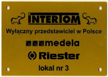 szyldy aluminiowe grawerowane nr 20 Szyld grawerowany - aluminium anodowane złoty błysk