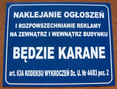 szyldy z laminatu nr 13 Tablica ostrzegawcza grawerowana w niebieskim laminacie