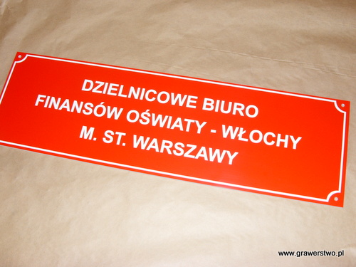 szyldy z laminatu nr 81 Szyld grawerowany - laminat grawerski, kolor czerwony grawerunek biay