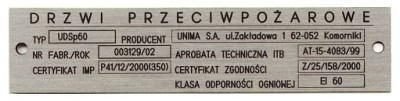tabliczki znamionowe, pulpity nr 1 Tabliczka znamionowa grawerowana maszynowo - mosidz szlifowany niklowany