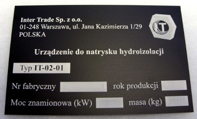 tabliczki znamionowe, pulpity nr 11 Tabliczka znamionowa grawerowana laserowo - aluminium anodowane czarny mat