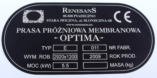 tabliczki znamionowe, pulpity nr 17 Tabliczka znamionowa grawerowana laserowo - aluminium anodowane czarny mat