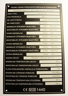 tabliczki znamionowe, pulpity nr 24 Tabliczka znamionowa grawerowana laserowo - aluminium anodowane czarny mat