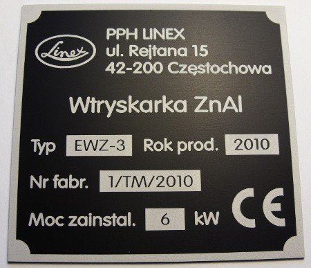 tabliczki znamionowe, pulpity nr 27 Tabliczka znamionowa grawerowana laserowo - aluminium anodowane czarny mat