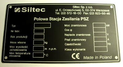 tabliczki znamionowe, pulpity nr 9 Tabliczka znamionowa grawerowana laserowo - aluminium anodowane czarny mat